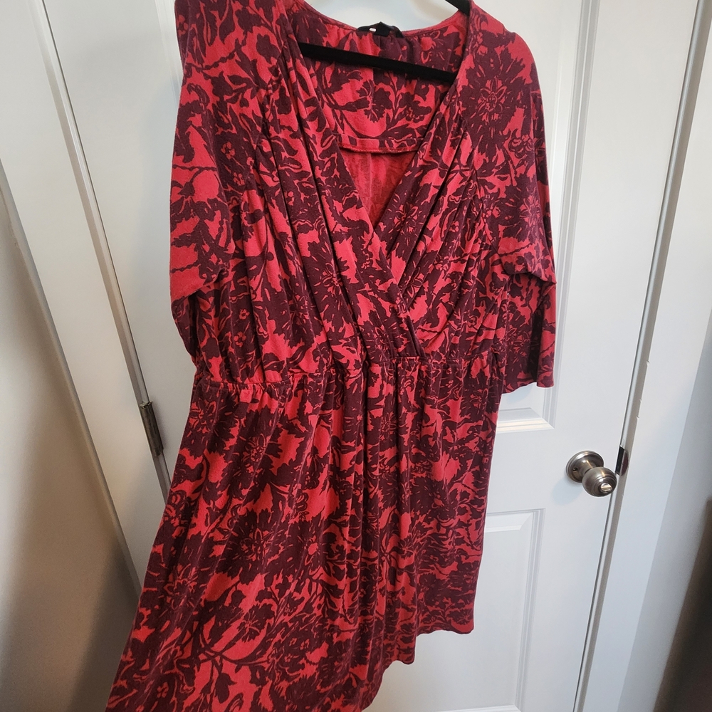 Land's End Elegant Red Floral Women's Dress